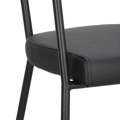Krzesło tapicerowane Ava Actona do jadalni i salonu czarne ekoskóra z podłokietnikami industrialne