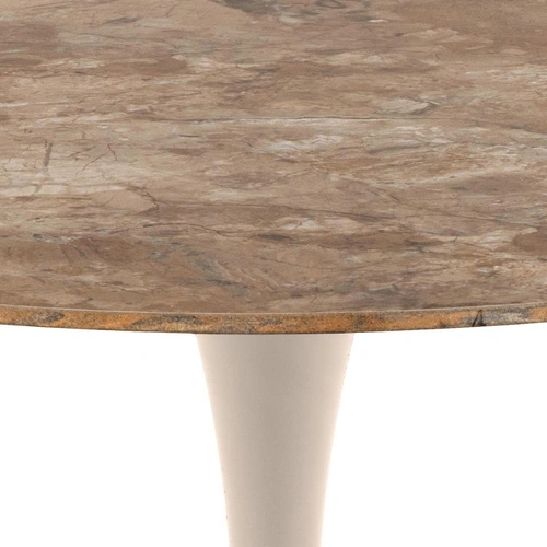 Stół okrągły Malta Actona 90 cm do jadalni ceramika brąz beż nowoczesny