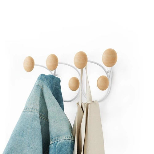 Wieszak ścienny Dotsy Umbra biały nowoczesny 7 haczyków do przedpokoju