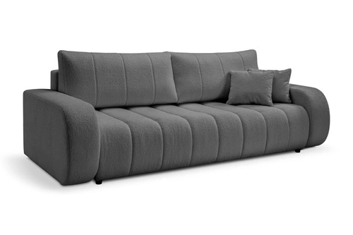 Sofa rozkładana Hobro 3 osobowa z funkcją spania do salonu szara nowoczesna z pojemnikiem