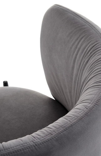 Krzesło tapicerowane welurowe Itzal szare do jadalni i salonu z podłokietnikami nowoczesne