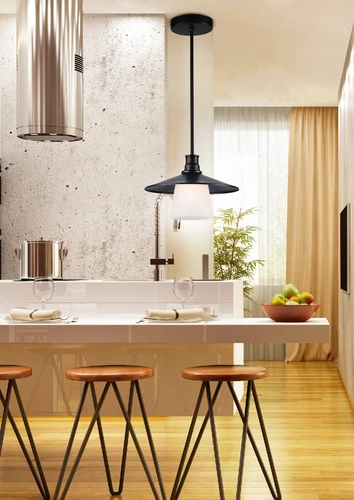 Lampa wisząca Loft czarna metalowo-szklana do salonu i kuchni nad stół 26 cm