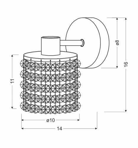 Kinkiet Royal 1x40W G9 chrom+kryształki czarne