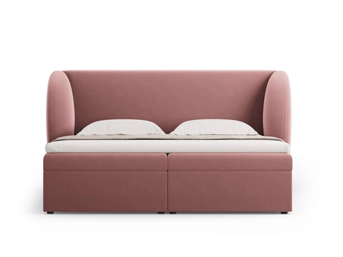 Łóżko tapicerowane Miley różowe 160x200 z pojemnikiem welurowe do sypialni glamour