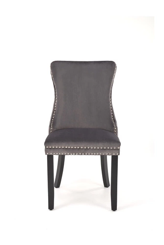 Krzesło Iridionne Velvet szare tapicerowane welurowe do jadalni i salonu na drewnianych nogach