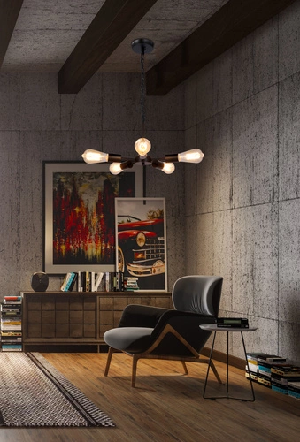 Lampa wisząca Sparta czarny 5x60W E27