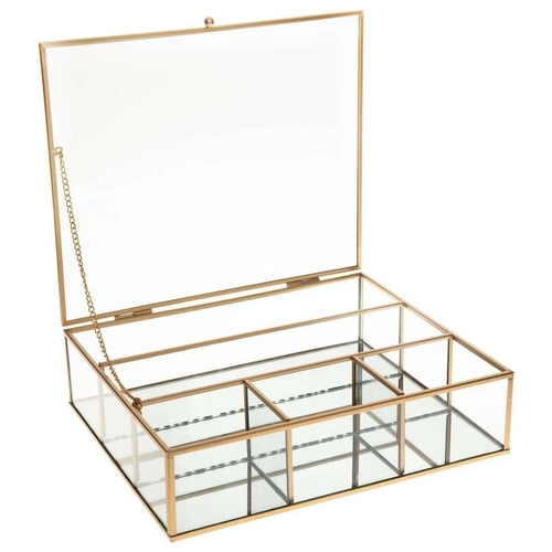Organizer na biżuterię szklany Mood Atmosphera glamour złoty 27x22 cm do sypialni