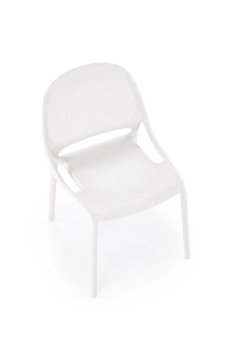 Krzesło Lynette białe do jadalni i ogrodu z tworzywa sztucznego, nowoczesne, sztaplowane, Intesi