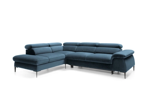 Narożnik z funkcją spania Silvo L lewy granatowy do salonu skandynawski z pojemnikiem