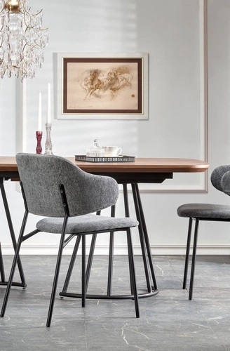 Stół rozkładany do jadalni Every orzechowy nowoczesny loftowy z czarnymi nogami 180 cm Intesi