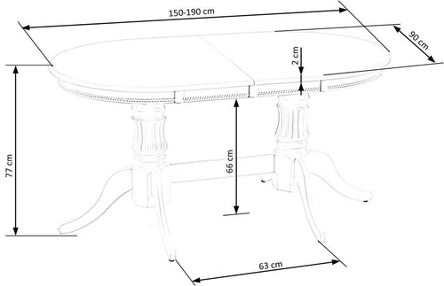 Stół rozkładany do jadalni Richard 2 biały nowoczesny blat MDF 150-190x90 cm Intesi