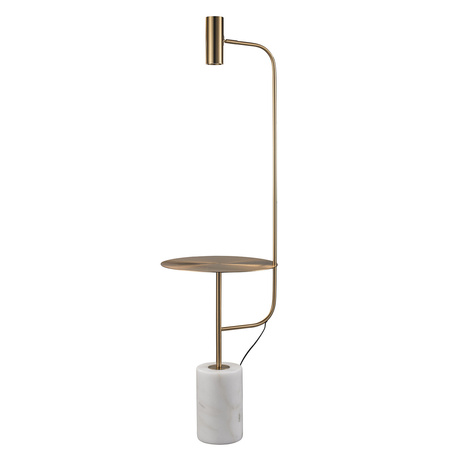 Lampa podłogowa ze stolikiem VINCENT  złota 146 cm