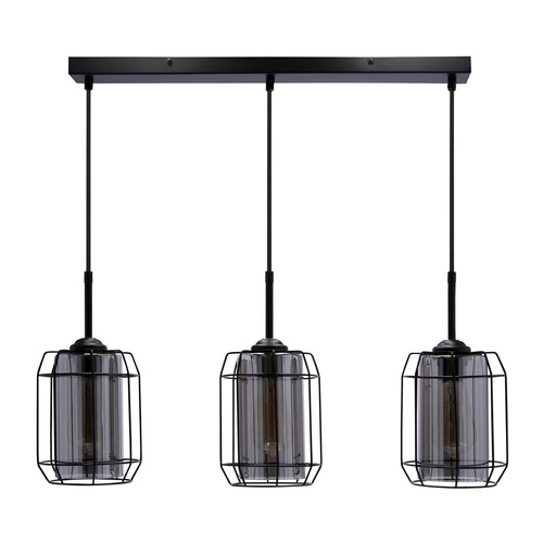 Lampa wisząca Jonera czarny 3x40W E27  klosz dymiony