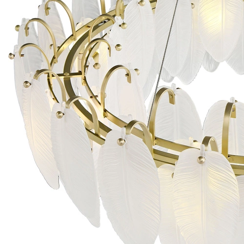 Lampa sufitowa PIUMA glamour biała złota szklana 80 cm do salonu i jadalni Step into Design