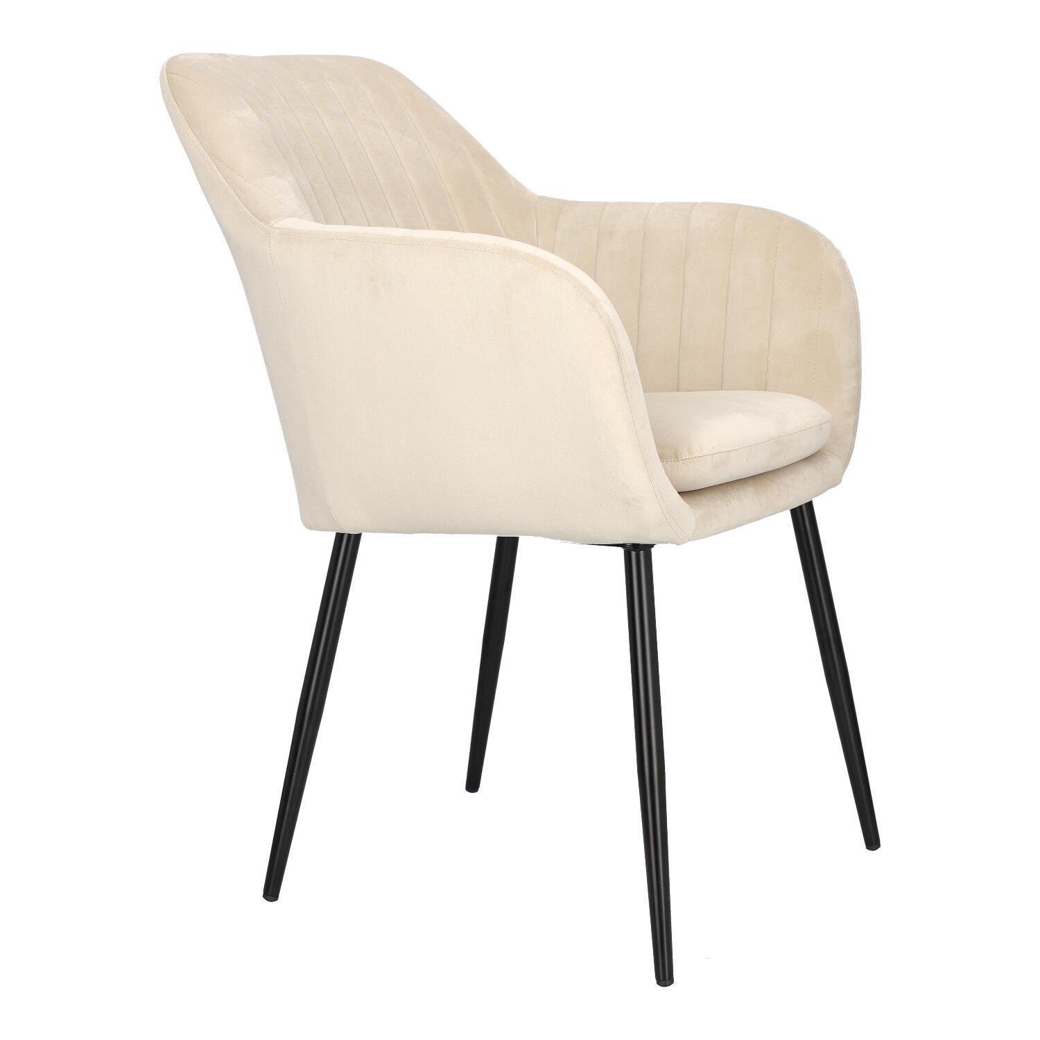 Krzesło tapicerowane welur Emilia Actona beżowe z podłokietnikami do jadalni nowoczesne