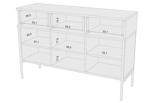 Komoda z szufladami Polka Navy Blue 120 cm glamour niebieska na złotych nóżkach do salonu