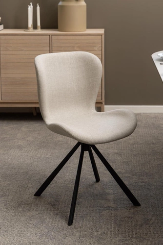 Krzesło obrotowe Batilda Actona tapicerowane beżowe do jadalni nowoczesne z czarnymi nogami