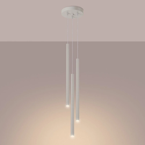 Lampa wisząca Pastelo 3-punktowa nowoczesna beżowa do salonu i nad stół regulowana