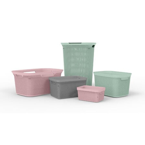 Kosz na pranie do łazienki Scandi 57l szary nowoczesny plastikowy 5five simply smart