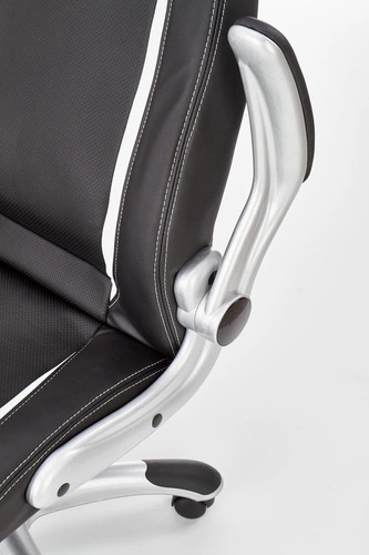 Fotel biurowy ergonomiczny Vetla czarny skórzany obrotowy z podłokietnikami Intesi