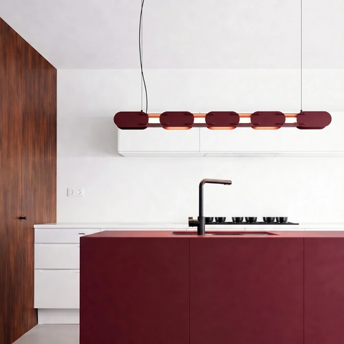 Lampa wisząca CHAIN LED beżowa nad wyspę nowoczesna 158 cm