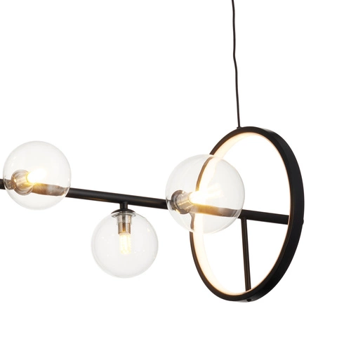 Lampa wisząca ORION LONG-90 czarna LED z kulami szklanymi do salonu nad stół 90cm