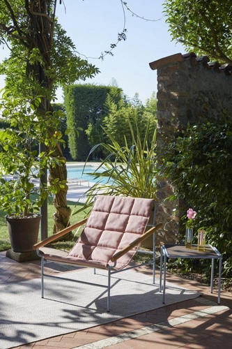 Fotel wypoczynkowy Glam outdoor do ogrodu i na taras, tkanina, styl glamour, z podłokietnikami