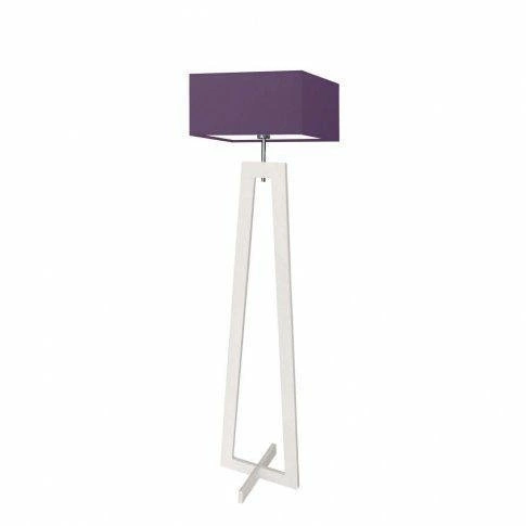 Lampa podłogowa JAWA nowoczesna drewniana z fioletowym abażurem do salonu Lysne 138 cm