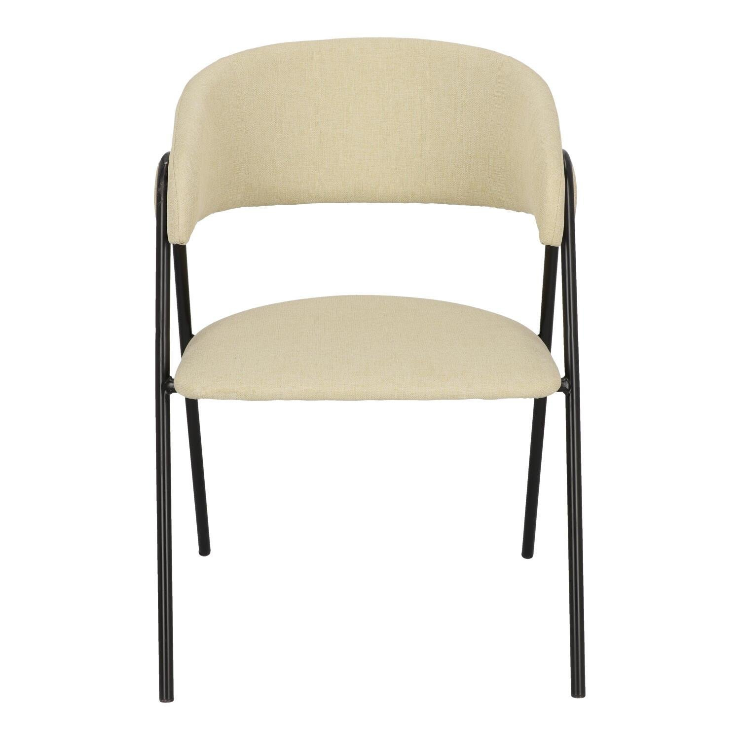 Krzesło tapicerowane Larisa beżowe do jadalni i kuchni loftowe z podłokietnikami Intesi