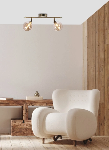 Nowoczesna lampa sufitowa Rodia patynowa ze szklanym kloszem do salonu i sypialni