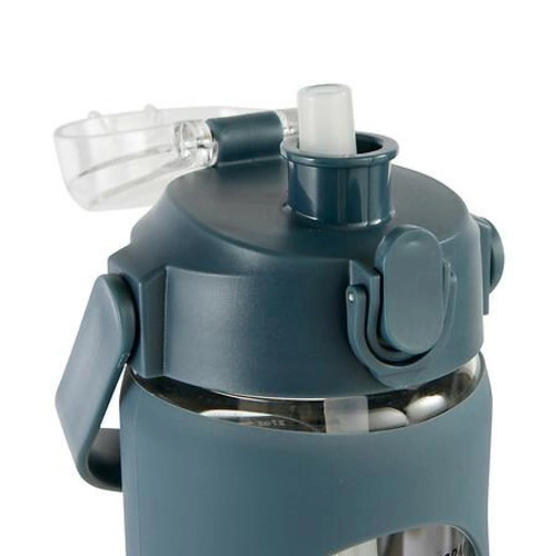 Butelka na wodę szklana 1l ze słomką motywacyjna granatowa 5five simply smart do pracy i na trening