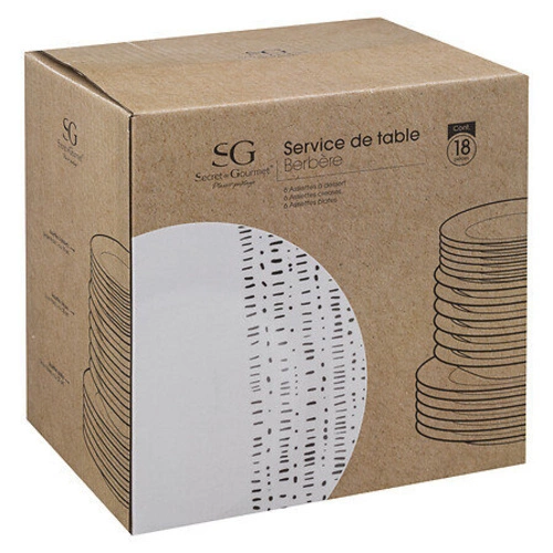 Porcelanowy zestaw obiadowy Berbere 18 elementów biało-czarny do jadalni zmywarka mikrofalówka