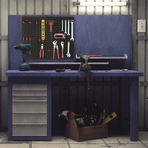 Intesi nowoczesny czarny wieszak ścienny na narzędzia do garażu i warsztatu 16 elementów