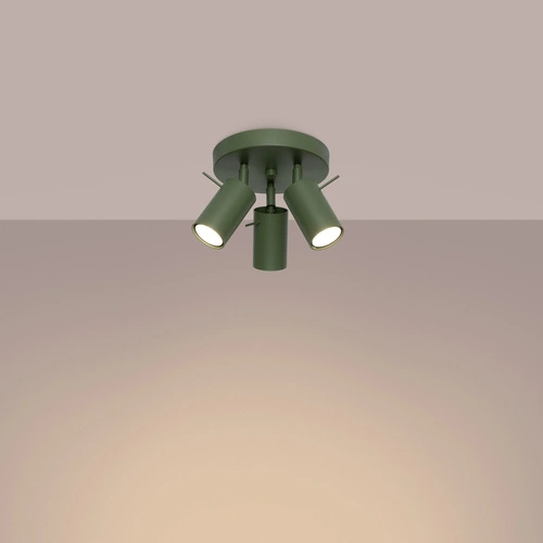 Plafon sufitowy RING 3P nowoczesny zielony oliwkowy stalowy do salonu i sypialni