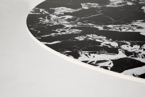 Stół okrągły do jadalni Gives czarny marmur 120 cm nowoczesny na jednej nodze Intesi