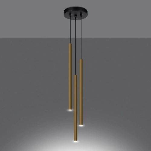 Nowoczesna lampa wisząca Pastelo 3P złoty połysk regulowana do salonu nad stół