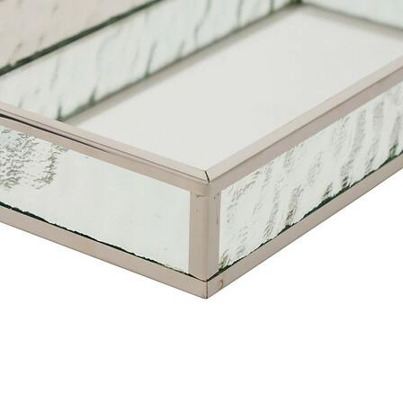 Zestaw 2 prostokątnych tac dekoracyjnych Ania lustrzanych srebrnych Atmosphera