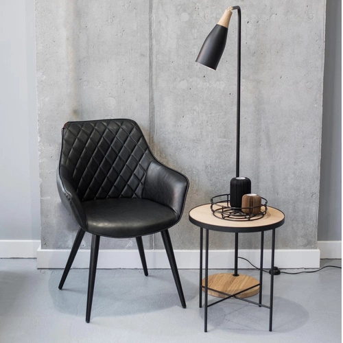 Krzesło tapicerowane Rox czarne ekoskóra z podłokietnikami do jadalni i kuchni Intesi