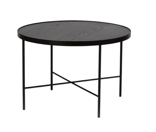 Stolik kawowy okrągły dębowy czarny Tre 60 cm nowoczesny do salonu NORDIFRA