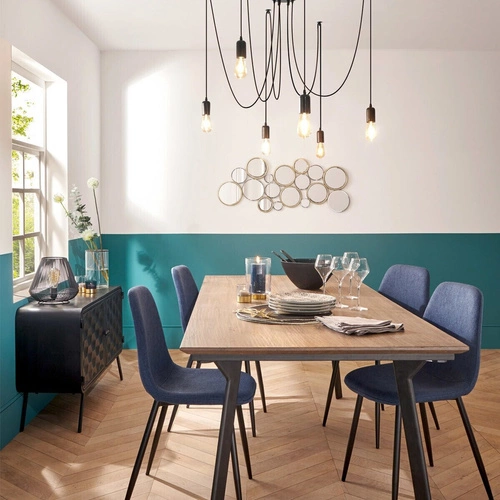 Krzesło tapicerowane Tyka czarne do jadalni loftowe na metalowych nogach Atmosphera