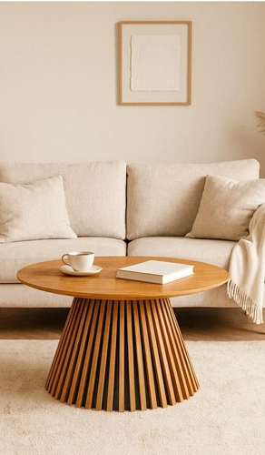 Stolik kawowy Kyoto okrągły 80cm dąb nowoczesny do salonu skandynawski Intesi