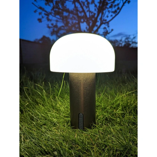 Lampa ogrodowa LED Soham nowoczesna miedziano-biała IP44 na taras USB