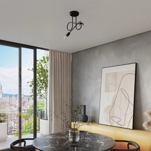 Żyrandol LOOP 2 czarny minimalistyczny do salonu i sypialni metalowy SOLLUX LIGHTING