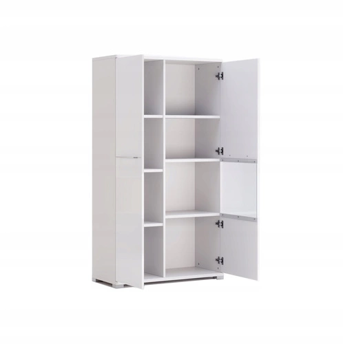 Regał na książki Flory biały połysk 90 cm nowoczesny zamykany do salonu Intesi