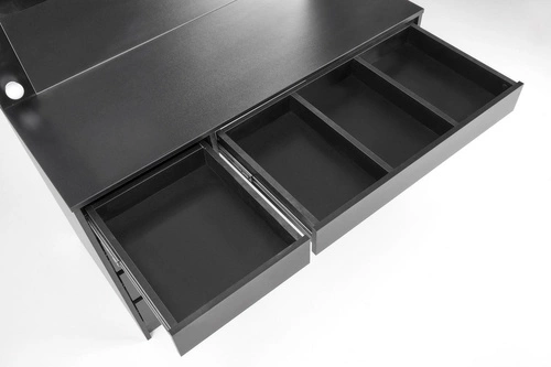 Toaletka z lustrem LED Sybilla XL czarna nowoczesna do makijażu z szufladami do sypialni