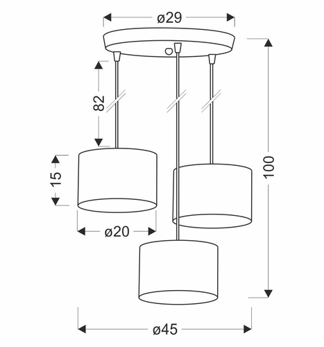 Lampa wisząca PANDY czarny talerz 3x40W E27 abażur czarny+złoty