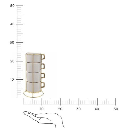 Stojak z 4 filiżankami Arya 170 ml białe