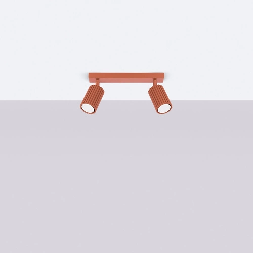 Plafon sufitowy KARBON 2 czerwony nowoczesny aluminiowy do salonu z ruchomym kloszem