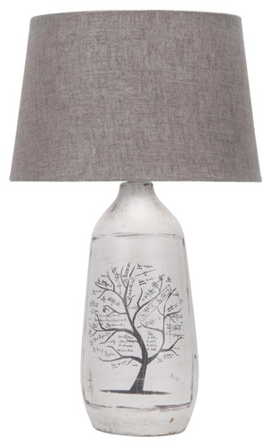 Lampka nocna ceramiczna Walia 1 jasnoszara z abażurem do sypialni i salonu 40 cm CANDELLUX