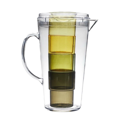 Zestaw Soleil Intesi dzbanek z przykrywką i 4 szklanki do napojów na piknik